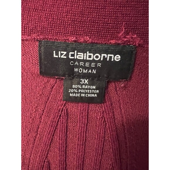 Liz Claiborne Sweater Plus 3X Open Cardigan Career Front Ribbed Casual Soft New - Picture 6 of 10